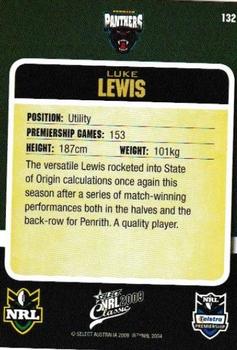 2009 Select Classic #132 Luke Lewis Back